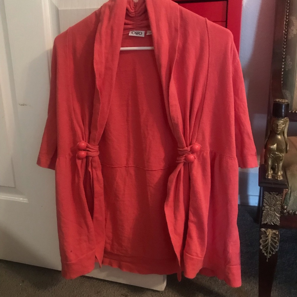 Cato Large Short Sleeve Open Cardigan Top